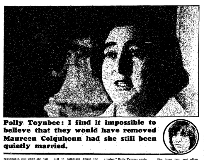  @pollytoynbee – writing in the Guardian – concluded:“I find it impossible to believe that they would have removed Maureen Colquhoun had she still been quietly married”