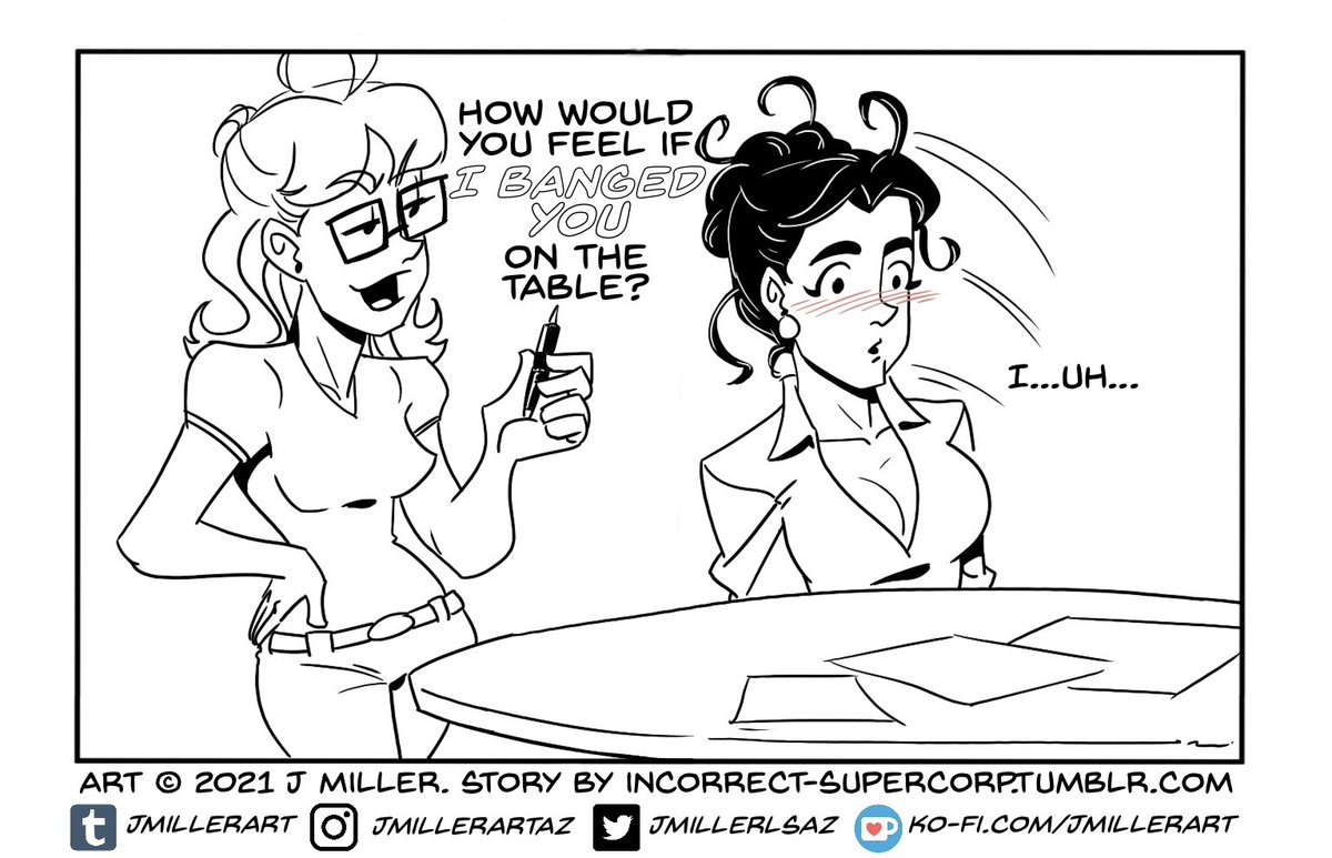 “Penned Up” a #supercorp #fancomic by J Miller, story by incorrect-SuperCorp.tumblr.com. A frustrated Lena takes out her stress on an innocent pen. Kara gives words of “encouragement.” #supergirl #fanart #lenaluthor #karadanvers #pennedup