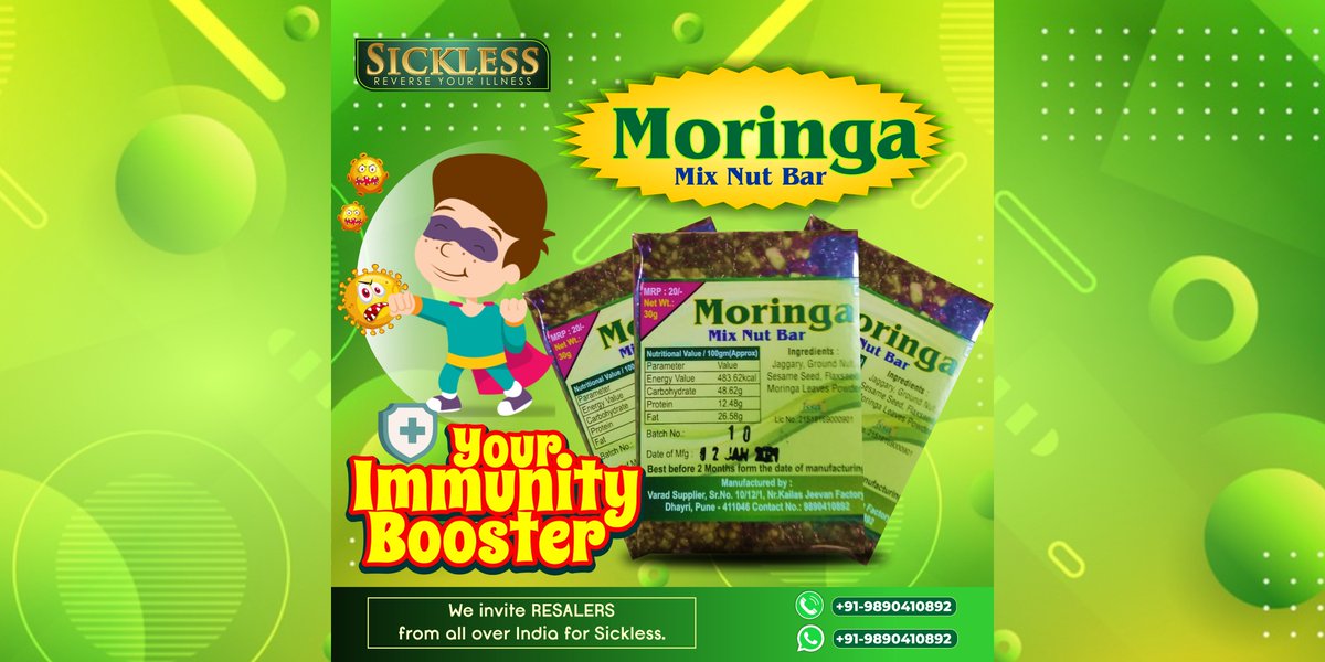 FoodsMoringa's tweet photo. Eating crappy food is not any reward...it's a punishment. SICKLESS brings you a healthy Nut Bar with high proteins and Immunity... get your bar now!  #chocolate #nuts #motivacaofitness #dailyfitnesstips #fitnesslifestyle #weightloss #dieta #quickrecipes  #nutrici #moringa https://t.co/G0hlOlP1gT