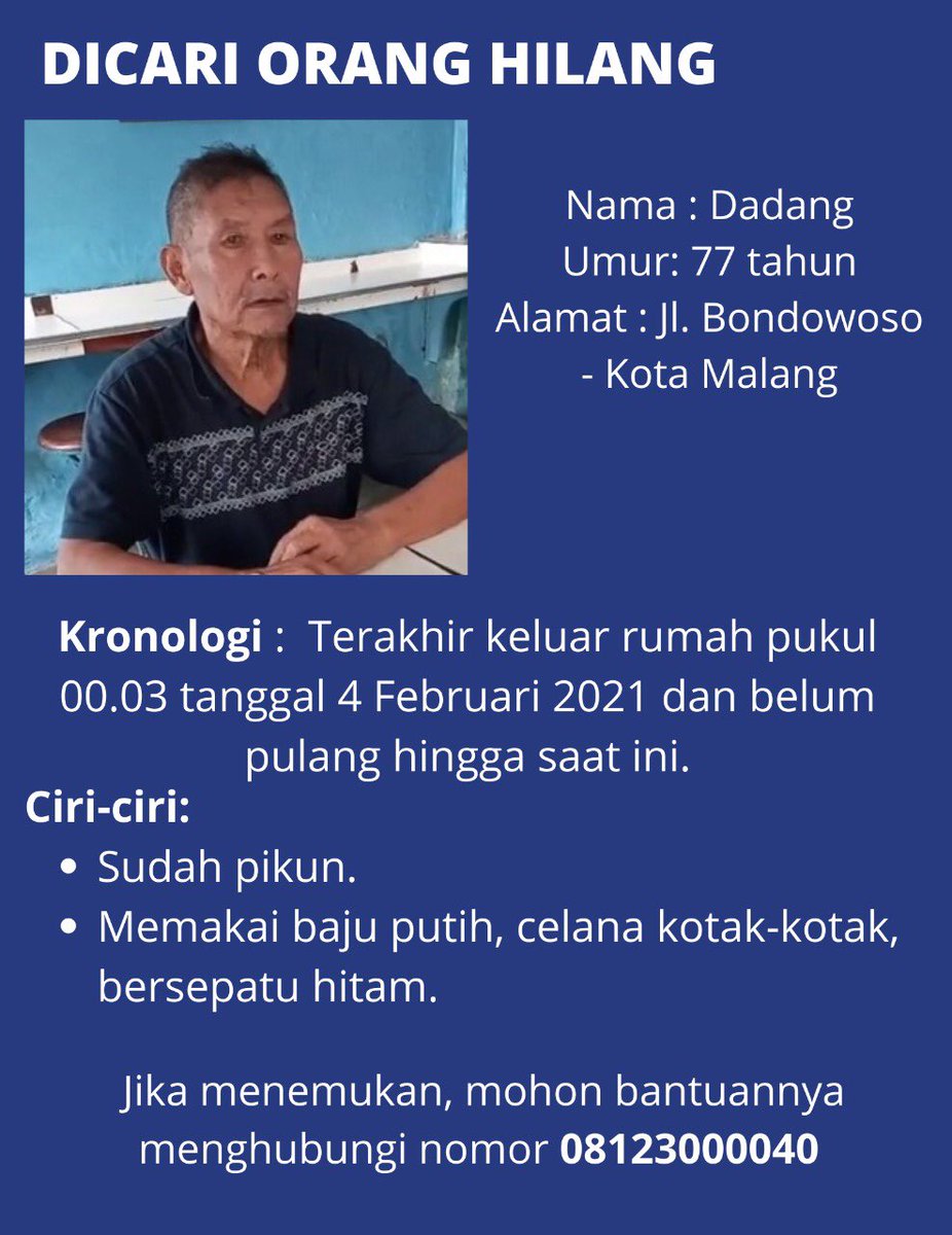 agunghng's tweet photo. @infomalang halo admin, mohon bantuannya untuk menyebarkan informasi kehilangan di bawah ini. Terima kasih sebelumnya 🙏🏼 https://t.co/y0FfQBPJ2M