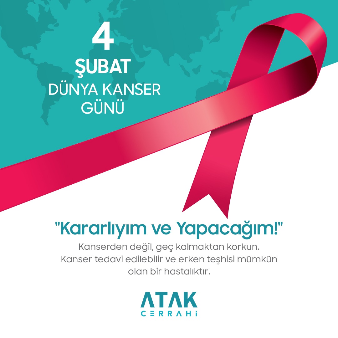 Kanser, erken teşhisi mümkün, önlenebilir ve tedavi edilebilir bir hastalıktır.

#4Şubat #DünyaKanserGünü #WorldCancerDay #4February #WorldCancerDay2021 #WCD2021 #ErkenTeşhis #KararlıyımveYapacağım #IAmAndIWill