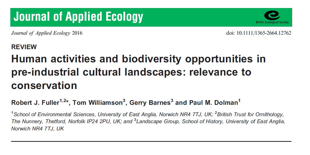 1. Does nature conservation in England today accurately mimic traditional land use in the past? No, in some important respects argues Fuller et al.Novel forms of conservation, including  #rewilding , is recommended to restore more diverse mosaics to support biodiversity.