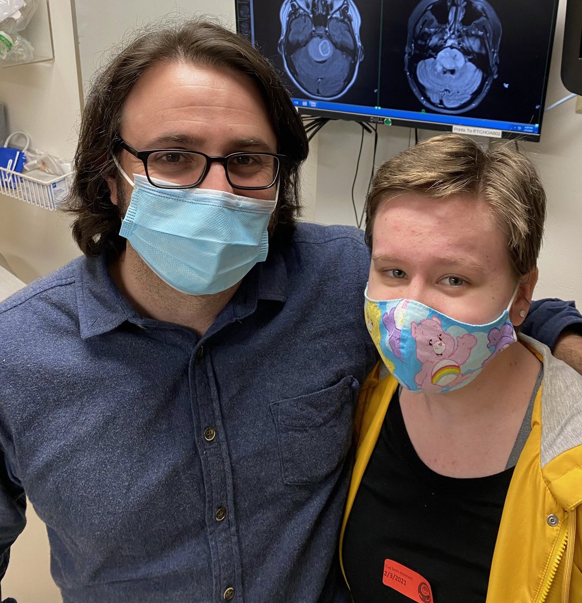 The 1st person with #DIPG to receive intracranial CAR T cells. The 1st to receive multiple doses. Standing before MRIs 2 years apart. Today, she asked me who was my favorite superhero... but who is more heroic than our patients and families? #enddipg #pediatricbraincancer