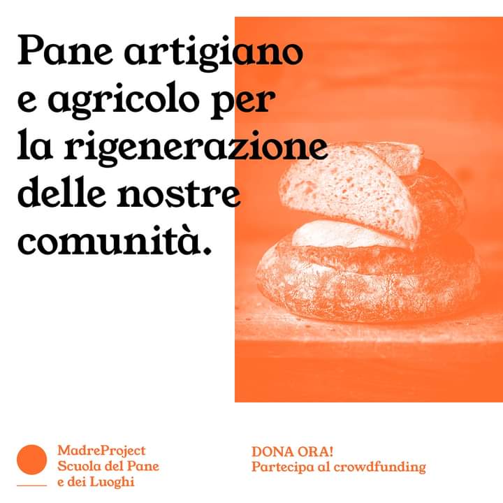 Partecipa alla campagna di crowdfunding per aprire "MadreProject, Scuola del Pane e dei Luoghi", con la guida del maestro panificatore Davide Longoni. Nei primi giorni già 13K raccolti e 180 persone coinvolte. 
sostieni.link/27302