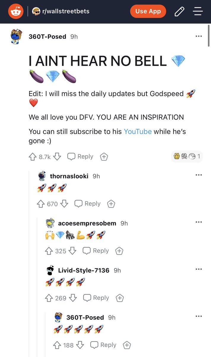 Reddit user DeepFuckingValue posts daily updates to show he’s holding on to a significant portion of  $GME stock. These posts are a daily morale boost for amateur investors looking up to someone with a much larger stake than them.