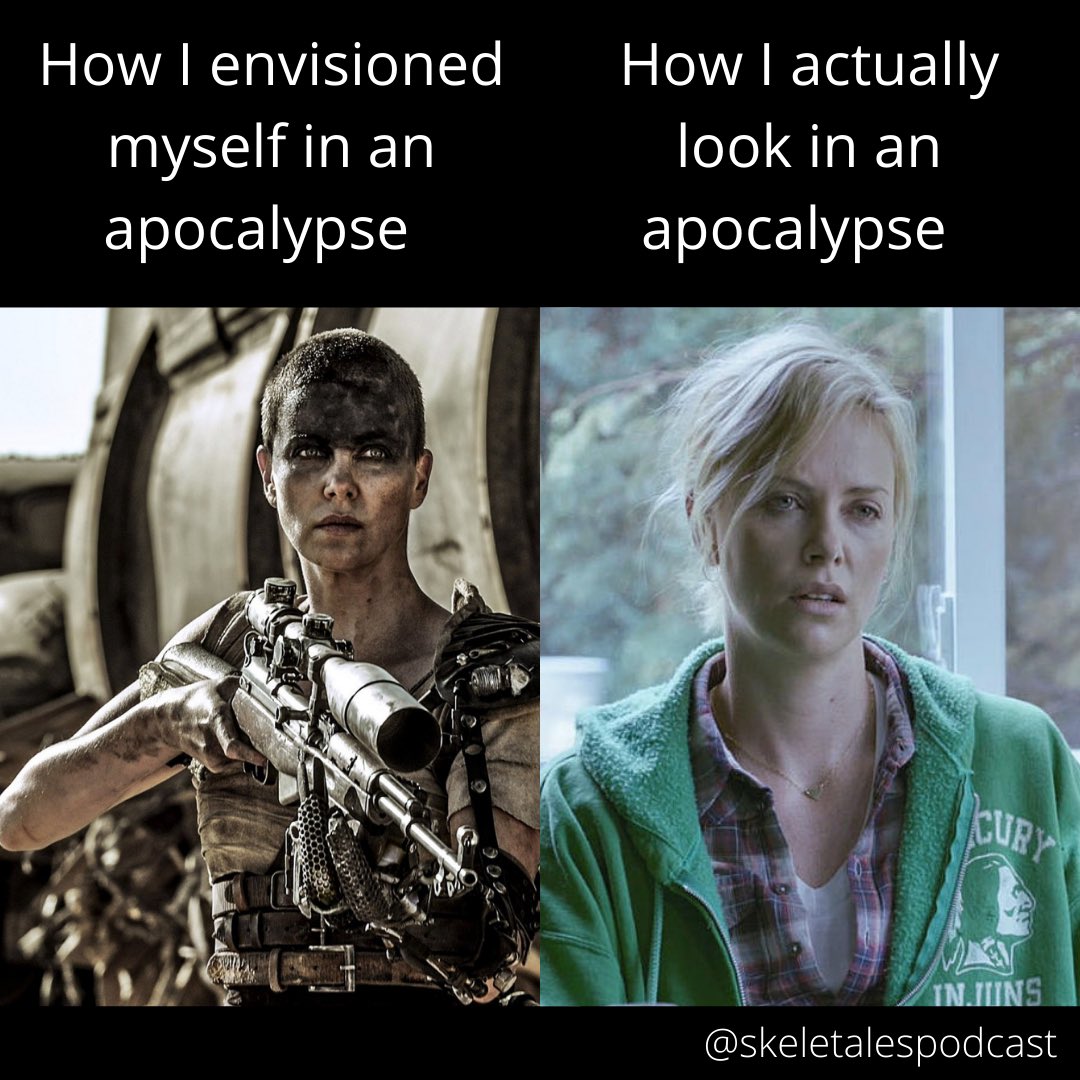 skeletalespod's tweet photo. The “Netflix and Chill” scene from Mad Max must have ended up on the cutting room floor.
Who is your post-apocalyptic style icon?
#podcast #podcasterlife #ApocalypseStyle https://t.co/xPfPbZvmwm