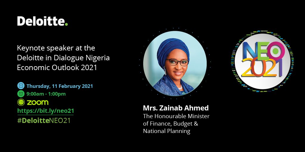 DeloitteNigeria's tweet photo. HM @zshamsuna will deliver the keynote address at the Nigeria Economic Outlook 2021, scheduled for Thursday, 11 February 2021. Register to attend the event and be a part of the conversation.  #DeloitteNEO21 https://t.co/fXWpGMUIo8 https://t.co/GCNz1sf1ew