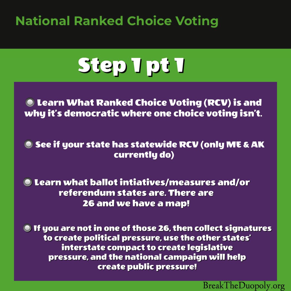 We need to truly  http://BreakTheDuopoly.org&nbsp; w/  #NationalRankedChoiceVoting. It would restore  #democracy! My thread of  #DownBallotProgressives that includes  #NotMeUs + some w/  #YangGang! Donate:  http://nationalrankedchoicevoting.org/donate&nbsp;Follow  @nrcvorg  @TheRagtagBand 