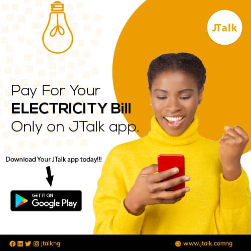JTalkNG's tweet photo. It's a disastrous to have a black out, pay all your electricity bill/subscription through @JTalkNG.
#electricity #jtalk #jtakNG #bill #phcnews #phcnews #lautech #RaiseTheWage Verizon #StimulusCheck Venmo daviwizzy #StopChargebackFraud Vodafone #CancelStudentDebt #mnleg Congress https://t.co/Q3MBdNh64j