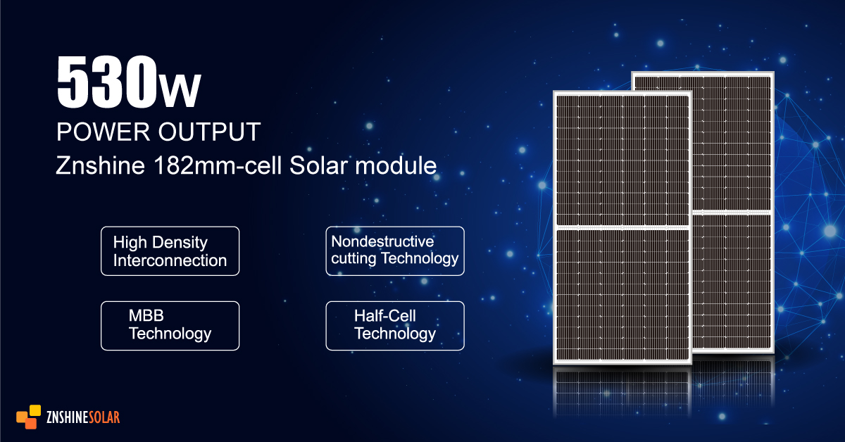 Introducing our new 530W half-cells monocrystalline PV module. The new 530W module series can reach up to 21.75% module efficiency, by using 10MBB technology ensuring 0.5% annual degradation over 30 years. 
Learn more: znshinesolar.com/product/

#thinkbigger #znshine #solarmodules