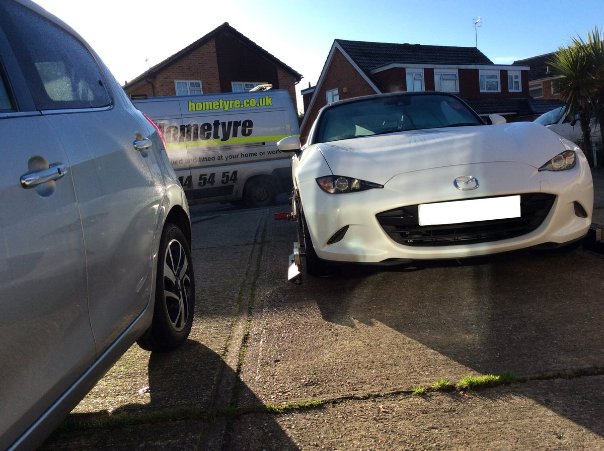 Good #thursdaymorning, this <a href="/Mazda_UK/">Mazda UK</a> MX5 is in need of two new 205/45/R17 <a href="/YokohamaTC/">Yokohama Tire</a> tyres with also a wheel alignment carried out also. This is all being done at the comfort of the #Customers home, no need to leave the #safety of your home🙂#hometyre #ThursdayThoughts