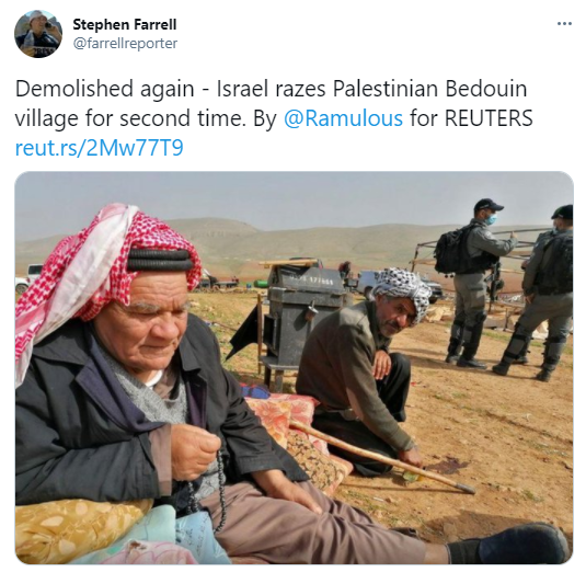 benabyad's tweet photo. Israeli forces raided Humsah y'day for second time this week (after mass demolition last Nov). They confiscated toilets, destroyed residential tents, livestock shelters. Dozens of Palestinians traumatised, their homes & basic infrastructure targeted. Goal? Expel a whole community https://t.co/BbqMZQYWW1