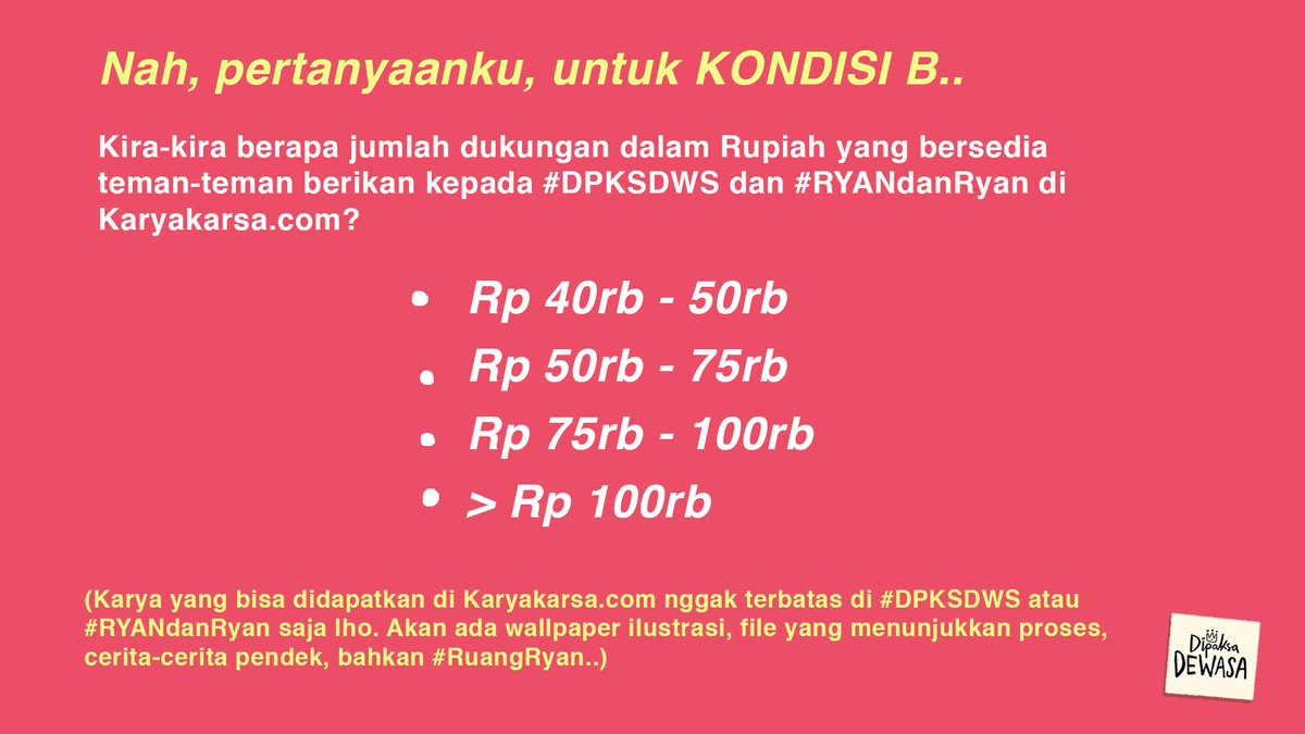 Adriandhy's tweet photo. Nah.. sekarang saya mau nanya boleh ya sama teman-teman yang suka sama #DPKSDWS, #RYANdanRyan, dan juga ilustrasi-ilustrasi saya.. TAPI POLLING-NYA DI TWEET YANG DI BAWAH TWEET INI YA! Thank you banget teman-teman!๐ https://t.co/BmB2mnAVhJ