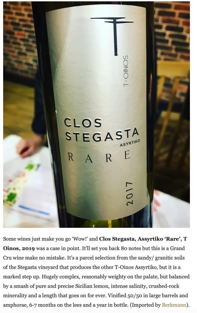 Peter Dean <a href="/TweetaDean/">Peter Dean</a> selected Clos Stegasta Asyrtiko Rare 2017 to be included in his Top 10 wines of 2020 <a href="/TheBuyer11/">The_Buyer</a> the world’s leading and most influential digital content platform for the drinks industry, specialising in the premium on-trade.

#toinos #wine #wortheverydrop