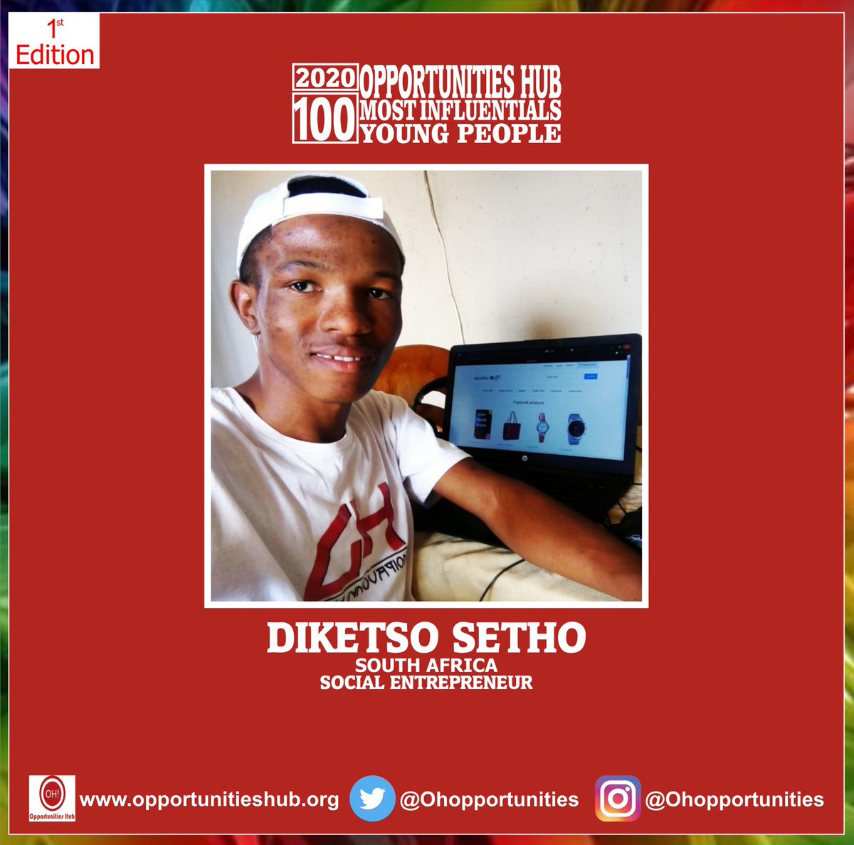 diketso_setho's tweet photo. I'm honoured to be nominated as one of the 2020 100 Most Influential Young people by @Ohopportunities ๐๐
https://t.co/XmMgjsrzGb
#SupportKasiOnline #GHradio #GHcode https://t.co/QLHKx8Ogi6