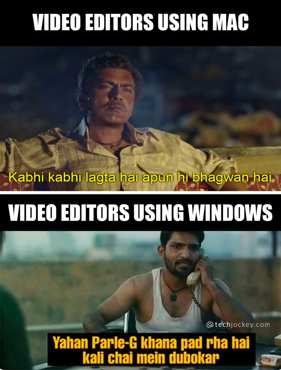 TechJockeys's tweet photo. Tag a video editor ๐
#mac #windows #videoeditors #videoediting #meme #macvswindows #windowsormac https://t.co/69Snv1W80e