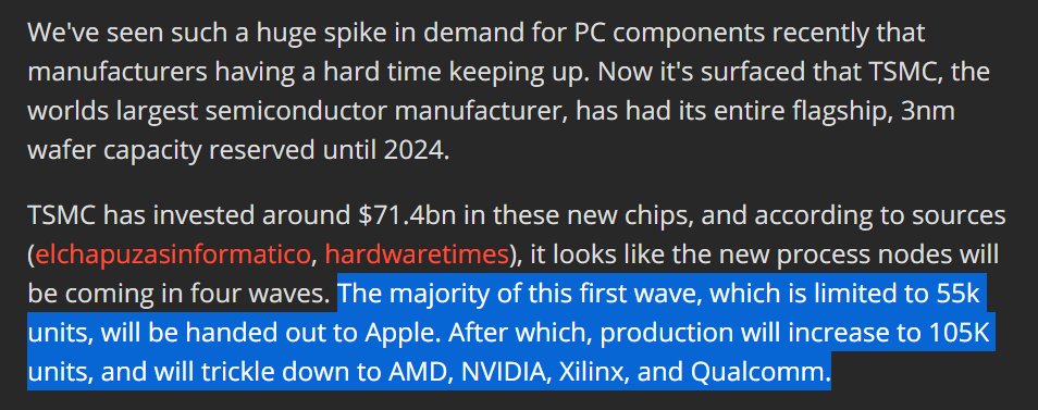 3/ But it's not just autos. The DPP has weaponized the entirety of TSMC at this point. I have a source inside the company who can attest to this.First, the US government and DPP have been collaborating to make sure US cos buy out TSMC's leading edge nodes until 2024