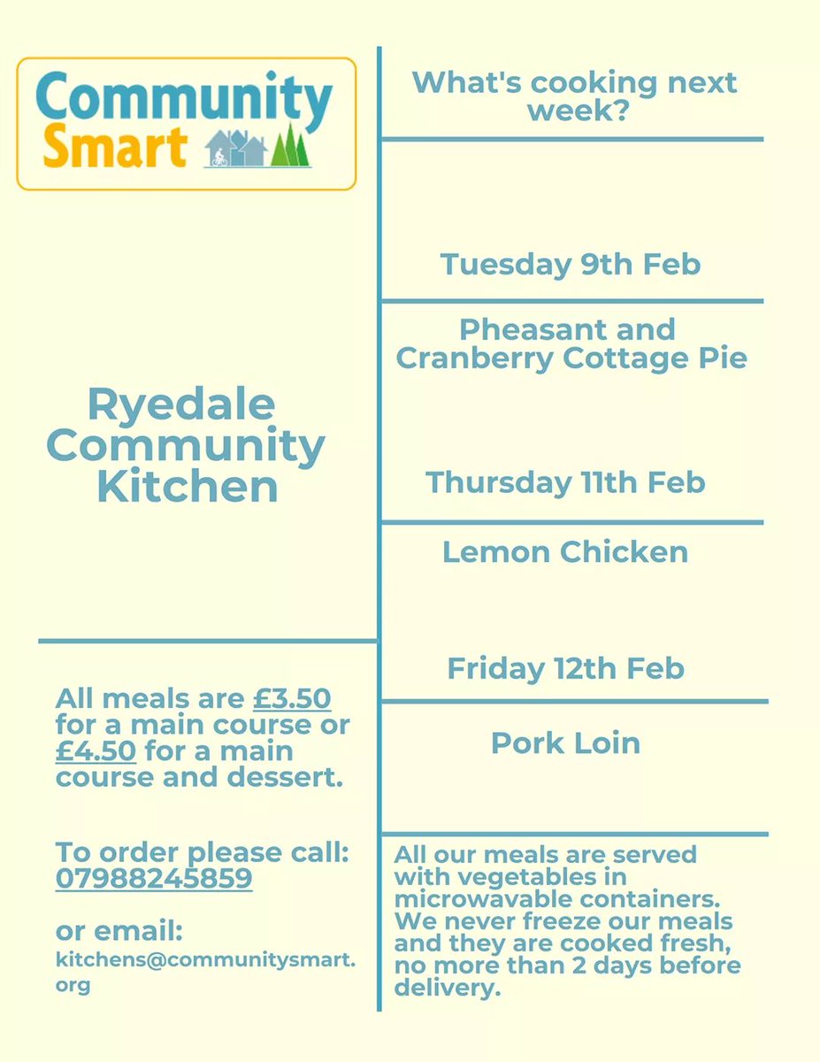 We're really excited about next weeks menu. We are working with <a href="/nymmo_uk/">NYMMO</a> to bring you locally sauced pheasant from right on our doorstop. 

#community #notforprofit #foodaid

More details on our Facebook page: 
facebook.com/10866424427369…