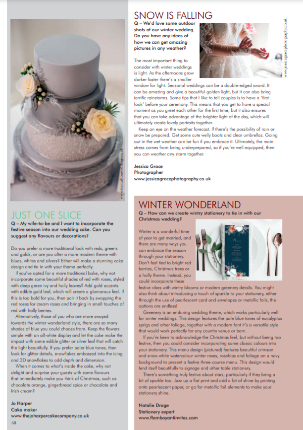 Have you read our Hot Topic from page 67 of issue 86 yet? Get your free download at yoursurrey.wedding/free-download 

The experts:
irockvisuals.com
<a href="/FarnhamWeddings/">FarnhamCastleWeddings</a>
<a href="/jessgracephoto/">Jessica Grace</a>
thejoharpercakecompany.co.uk
flamboyantinvites.com