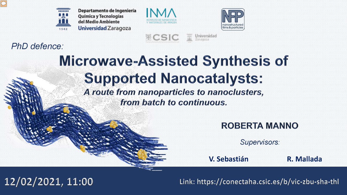 INMAdivulga (@inmadivulga) on Twitter photo El próximo 12 de febrero a las 11h, defenderá on line su tesis nuestra investigadora Roberta Manno: Microwave-Assisted Synthesis of Supported Nanocatalysts: A route from nanoparticles to nanoclusters, from batch to continuous. <a href="/CSICdivulga/">CSIC Divulga</a> <a href="/unizar/">Universidad Zaragoza</a> <a href="/INA_Unizar/">INA Unizar</a> El próximo 12 de febrero a las 11h, defenderá on line su tesis nuestra investigadora Roberta Manno: Microwave-Assisted Synthesis of Supported Nanocatalysts: A route from nanoparticles to nanoclusters, from batch to continuous. <a href="/CSICdivulga/">CSIC Divulga</a> <a href="/unizar/">Universidad Zaragoza</a> <a href="/INA_Unizar/">INA Unizar</a>