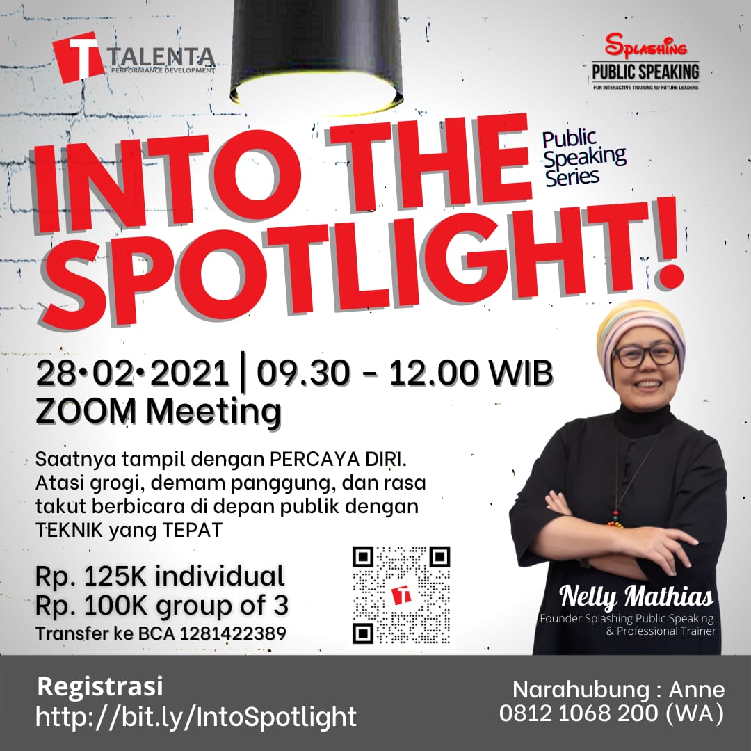 si_lamria's tweet photo. Masih gugup dan grogi saat berbicara di depan publik ?

Yuk.. ikutan training ini untuk bisa tampil percaya diri!
Dengan TEKNIK yang TEPAT nggak ada lagi demam panggung, atau rasa takut berbicara di depan publik.

Daftar langsung lewat link atau scan QRcode yang ada di flyer ya.. https://t.co/HIBAFgxMQt