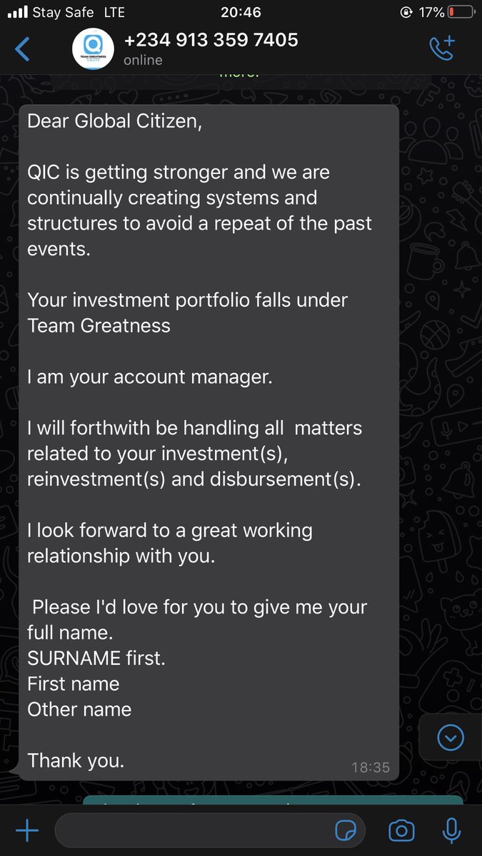 The next day I got a chat from an account officer.After requesting for crap processes that I have done earlier for my withdrawal, I was told that I will only get the interest on my investment and not my entire money.... Yes you read it correctly. #quintinvestmentpayyourinvestors