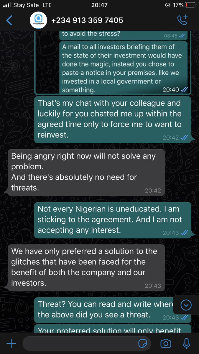 The next day I got a chat from an account officer.After requesting for crap processes that I have done earlier for my withdrawal, I was told that I will only get the interest on my investment and not my entire money.... Yes you read it correctly. #quintinvestmentpayyourinvestors