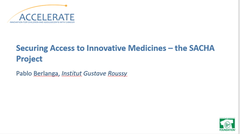 Pablo Berlanga of the <a href="/GustaveRoussy/">Gustave Roussy</a> institute explains the Secured Access to innovative medicines for CHildren with cAncer (SACHA) project and how this benefits #ChildhoodCancer patients during the #ACCELEATEcure2021 conference!
