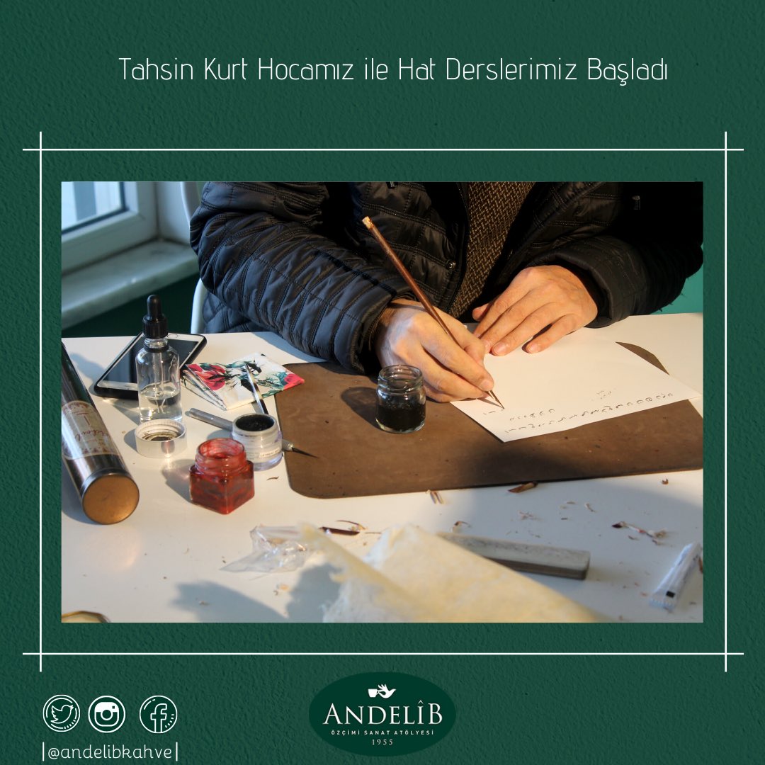 andelibkahve's tweet photo. Andelîb Kahve’de Tahsin Kurt Hocamız ile Hat derslerimiz başladı. https://t.co/SN3TRDs3dn