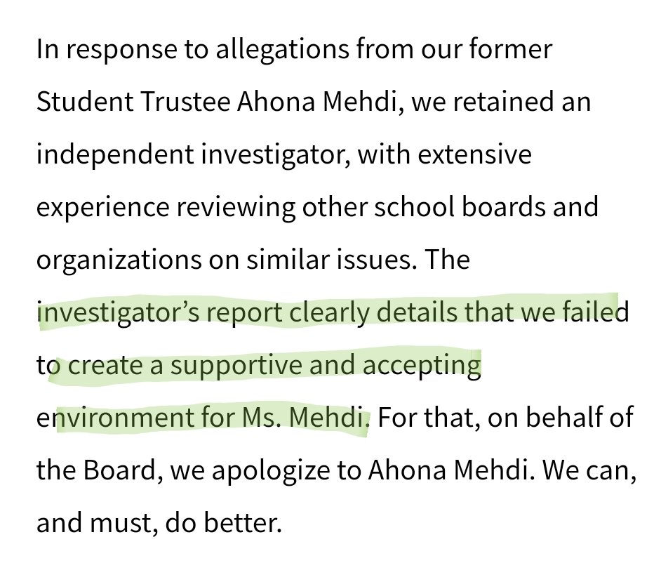 Yes, you failed to create a SAFE & equitable environment for my child  @HWDSB. The apology to  @AhonaMehdi means nothing when those who insidiously targeted her enjoy the privilege of your protection with no consequences for their harrowing actions towards my child. 2/6