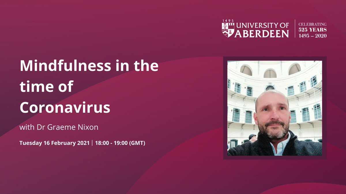 aberdeenuni's tweet image. Looking to explore mindfulness? Join Dr Graeme Nixon on Tuesday 16th February, 6pm-7pm, for a chance to learn more about mindfulness, with an opportunity to experience a mindfulness experience. Register now to secure your place: bit.ly/2YyVw8r
