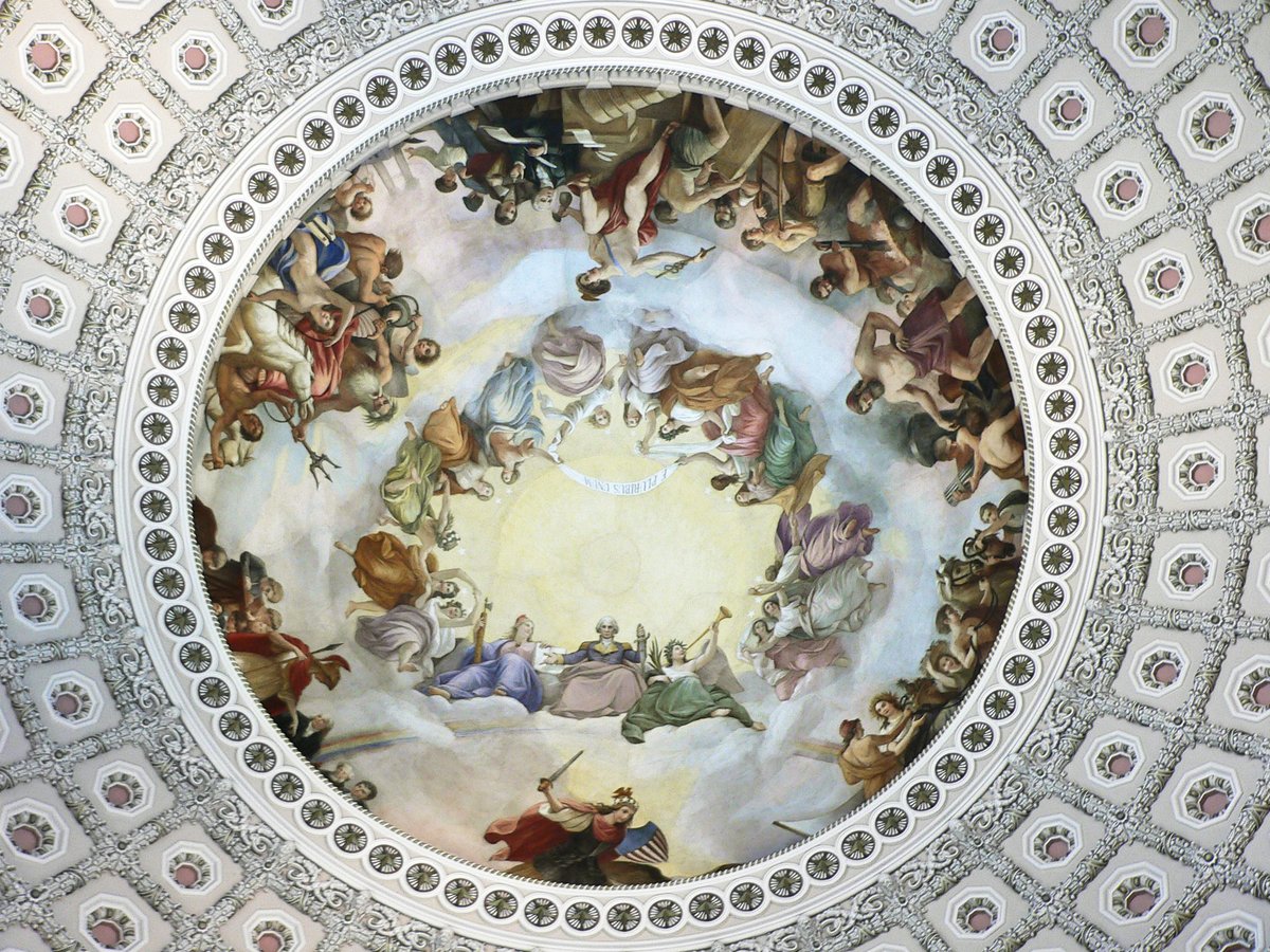 4More Washington.....The Apotheosis of Washington depicts George Washington sitting amongst the heavens in an exalted manner, or in literal terms, ascending and becoming a god with other Pagan gods he was illuminated (illuminati - Lucifer).