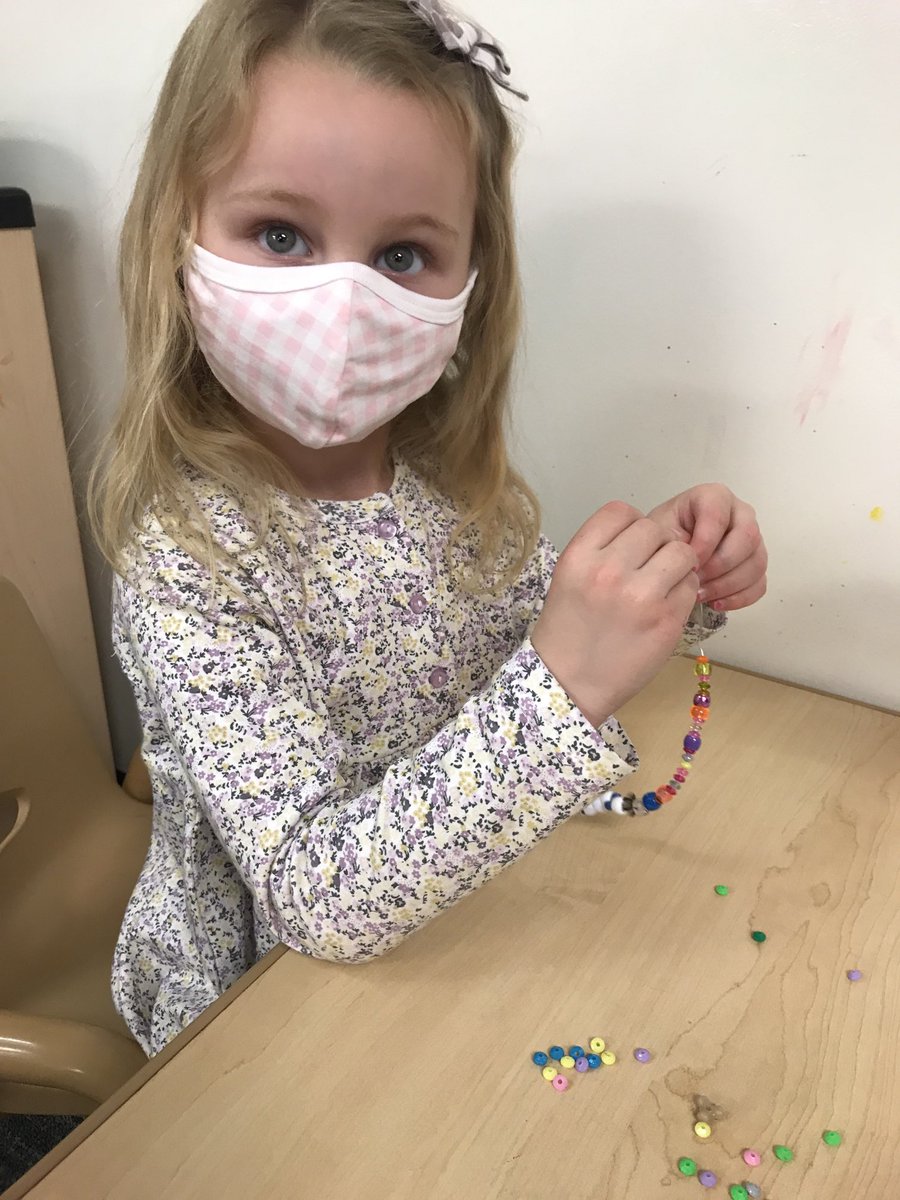 When you make your bracelet for God, you've got to go searching for God to figure out where to deliver it. Apparently God is into the color white but not having any white wire, she opted for silver with all the sparkly things. #mvarts, #mvlittles, #mvreunite