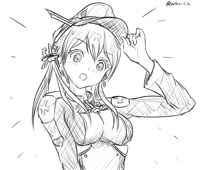 「困った時は私、プリンツ・オイゲンにおまかせ!」

構図やり直したら色塗る時間ないわん
#艦これ版深夜の真剣お絵描き60分一本勝負  
#艦これ版真剣お絵描き60分一本勝負_20210204
#プリンツ・オイゲン 