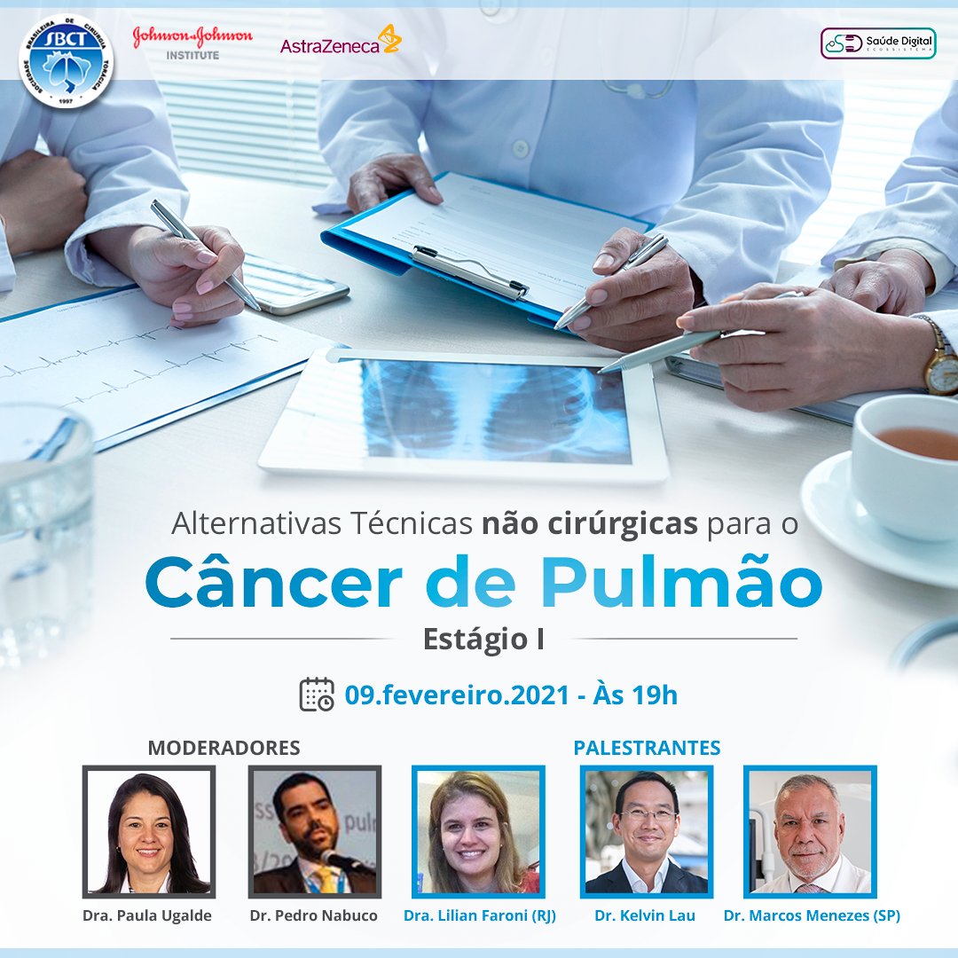 Iniciando o ciclo de EAD 2021 da SBCT, teremos no próximo dia 09 nosso primeiro webinar sobre : 
Alternativas técnicas não cirúrgicas para o câncer de pulmão estágio I
As inscrições são gratuitas.
Inscreva-se já em:

conteudo.saudedigital.tech/sbct-09-02-alt…