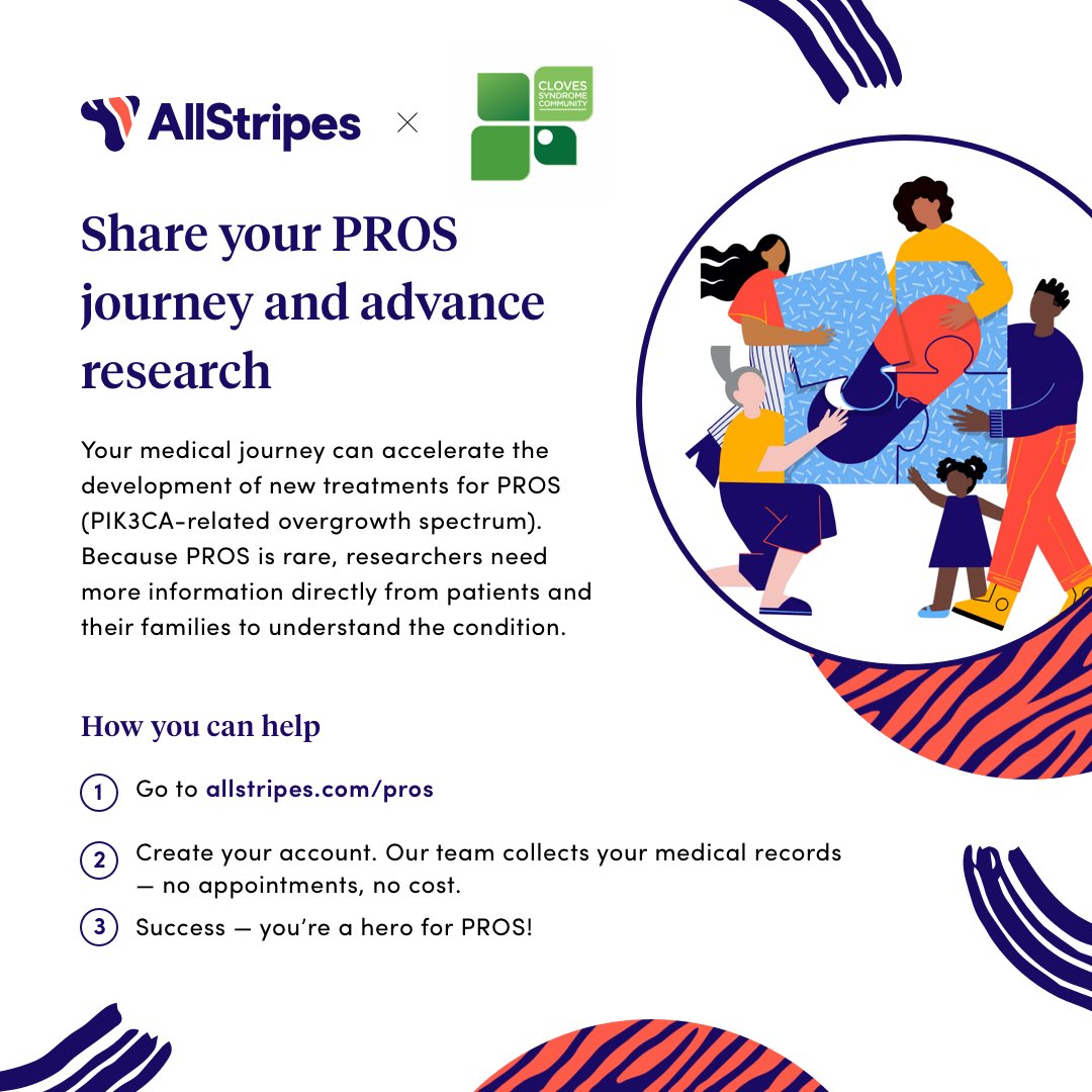 CLOVES Syndrome Community (@clovessyndrome) on Twitter photo CLOVES Syndrome Community and <a href="/_allstripes/">AllStripes</a> are partnering to create a database that will enable multiple new PIK3CA-related overgrowth spectrum (PROS) research projects! 🔬🧬
For more information and to participate visit allstripes.com/pros CLOVES Syndrome Community and <a href="/_allstripes/">AllStripes</a> are partnering to create a database that will enable multiple new PIK3CA-related overgrowth spectrum (PROS) research projects! 🔬🧬
For more information and to participate visit allstripes.com/pros