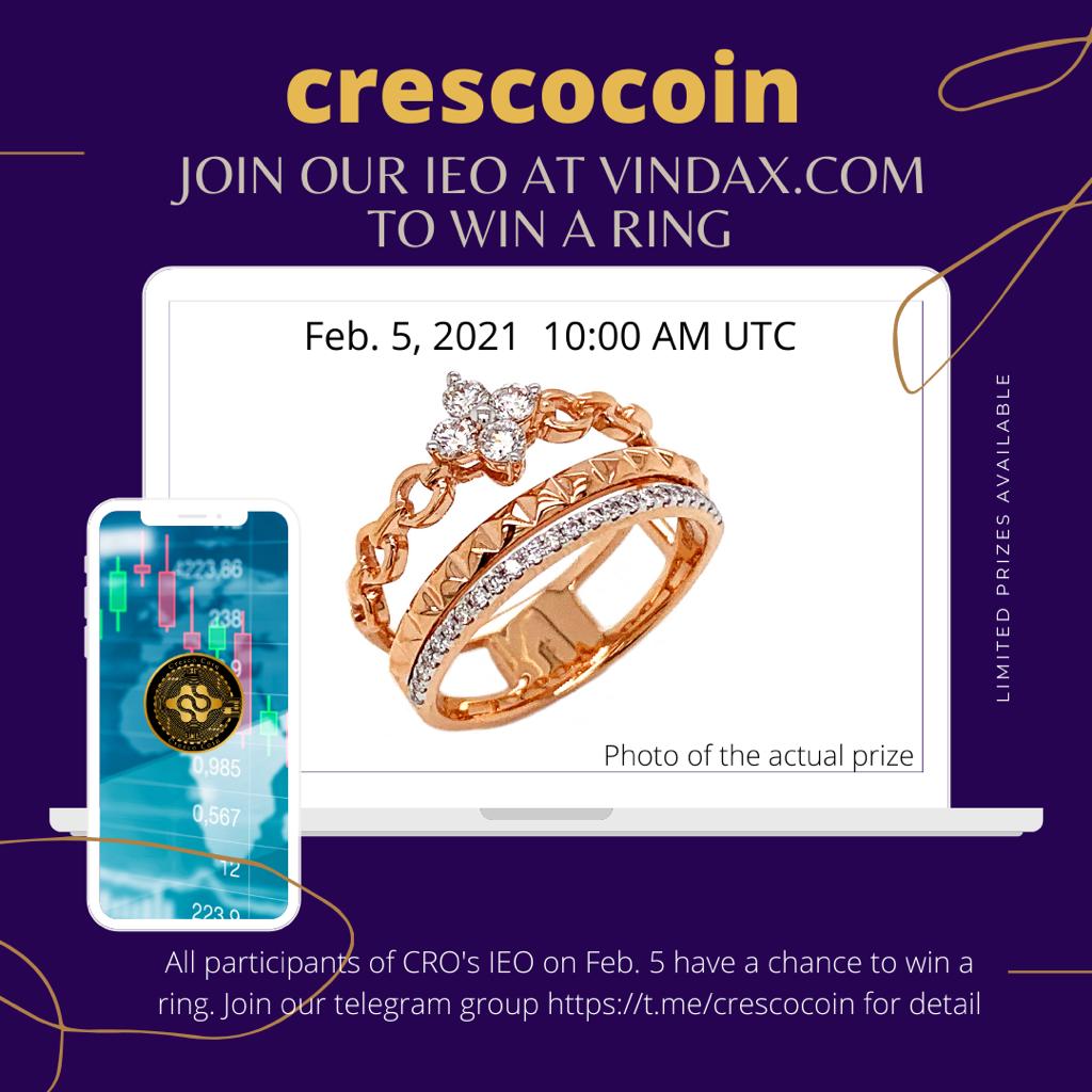 crescocoin's tweet photo. join our #Vindax IEO on feb 5,2021, 10.00AM UTC to have a chance to win a ring
For each 10000,coins sold during #IEO at #vindax,our project Dore jewelery will give away a ring for a lucky investor. The draw will take place on Feb 8,2021, 10.00AM UTC
#cryptocurrencies #Blockchain https://t.co/oSA41puc34