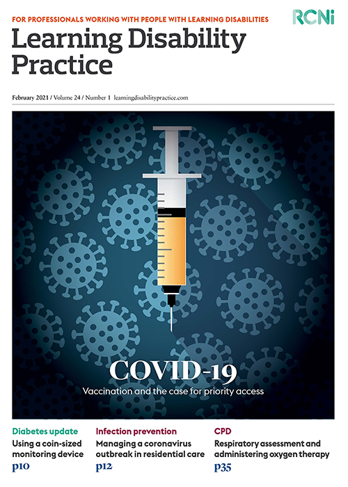 Out now, the Feb issue of LearningDisabilityPractice.com makes the case for why people with learning disabilities should be a priority group to receive the #COVID19 vaccination. 

Also how to manage a COVID-19 outbreak in a learning disability setting.

More at rcni.com/ld-vaccine-pri…