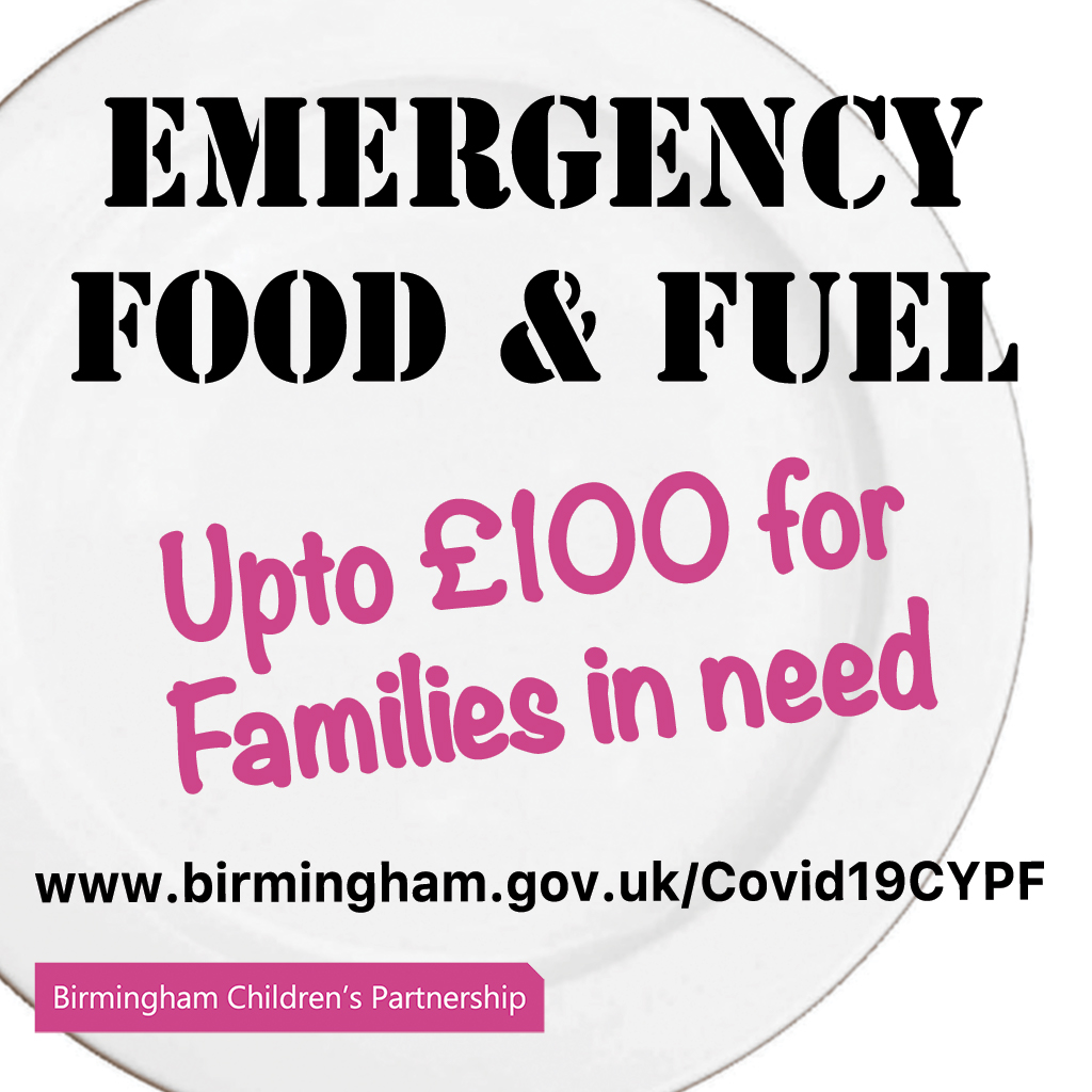 £100 emergency food & fuel payments available to #Birmingham families who meet the criteria.   Use a family connect form to apply for a family in your area.  @BVSC @BhamForwardStep @Bhamchildtrust @BEPvoice @bhamcommunity @BhamCityCouncil #brumtogether @NHSBSolCCG