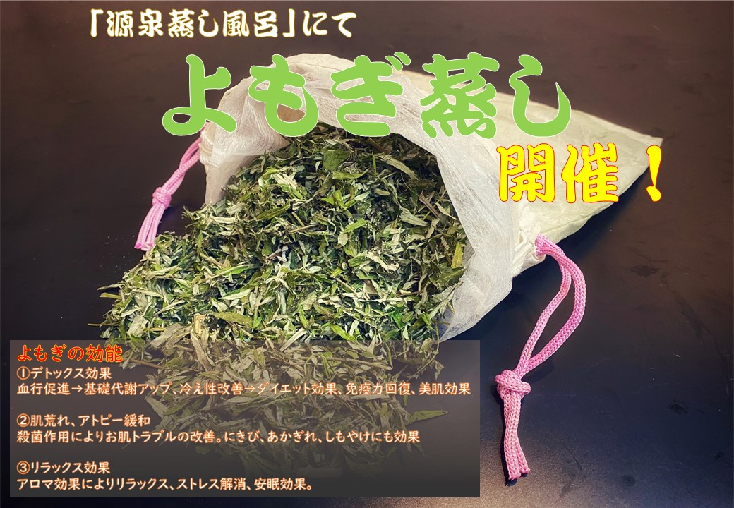 O Xrhsths 大谷田温泉 明神の湯 公式 Sto Twitter よもぎ蒸し ハーブの女王とも呼ばれる よもぎ 漢方では病を止める艾葉 ガイヨウ と名付けられています そんなありがた い薬草を蒸し風呂でスチーム 清々しい若草の芳香に癒されます 開催日 2月6 O Xrhsths 大谷田温泉 明神の湯 公式 Sto Twitter よもぎ蒸し ハーブの女王とも呼ばれる よもぎ 漢方では病を止める艾葉 ガイヨウ と名付けられています そんなありがた い薬草を蒸し風呂でスチーム 清々しい若草の芳香に癒されます 開催日 2月6