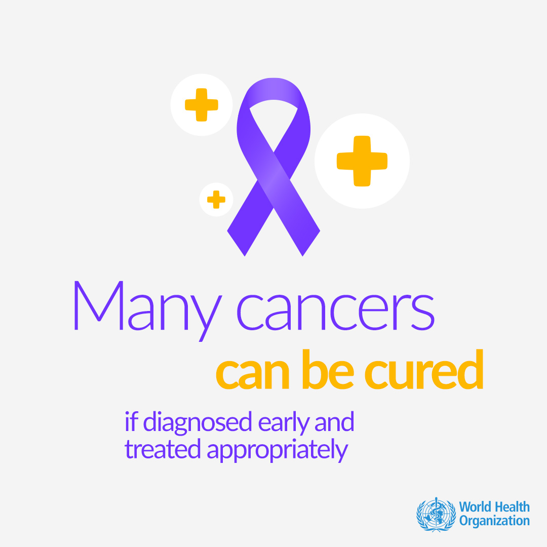 It’s  #WorldCancerDay  Many cancers can be cured if diagnosed early and treated appropriately. Strengthening early diagnosis and increasing access to treatment improves the chance of survival for millions of people living with  #cancer.  http://bit.ly/39Mpg7X 