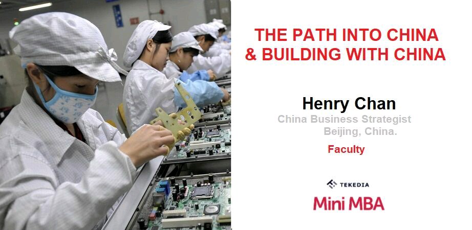 Ever wondered how to do business with the world's manufacturing factory as a company?

Henry Chan, a global strategist who help companies find their path in China will be leading a session on that.

Join now : amzill.com/TekediaMINIMBA