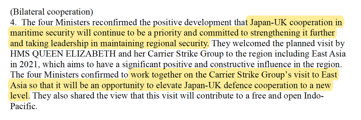 On Bilat cooperation - also kn own as the  @alessionaval vindication paragraph :) a. Maritime security remains a priority - and a commitment. interestingly, reference to the QEC deployment is in that context, which suggests maritime security covers from stability to deterrence;