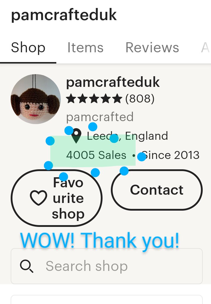 pamcrafted1's tweet photo. Today sales in my little #etsy shop leapt over 4000! So grateful to my wonderful customers. Thank you for your support.😊 #etsysale #etsystore #knit #crochet #crafters #StarWars #handmade #baubles @pamcrafted.com https://t.co/Yg91qopWhp