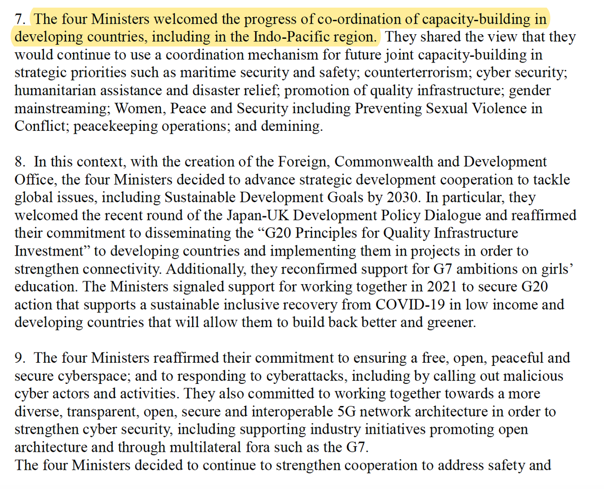 One of the most interesting aspects of the document is how and IP framework that places core values about international order- crucially openness - stand at the heart of a much wider agenda - which places well-known themes, eg connectivity, into a shared agenda on global issues.