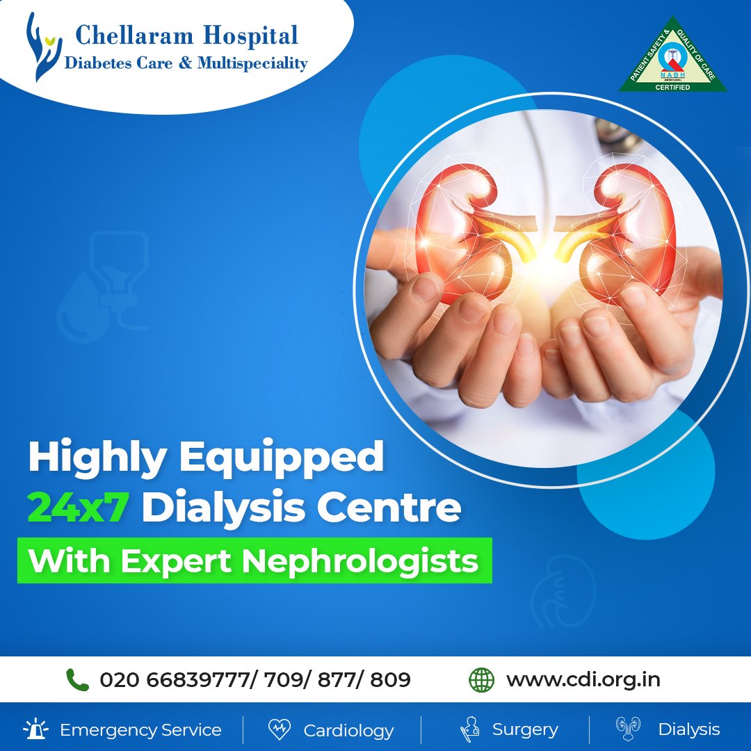 @Chellaram_Hosp has incorporated haemodialysis facility for patients with ESRD requiring regular dialysis

Call for Appointment - 020 66839 777/ 877
Visit - cdi.org.in/dialysis/

#dialysis #dialysiscenter #DialysisTechnician #DialysisTreatment #nephrologists #nephrologistpune