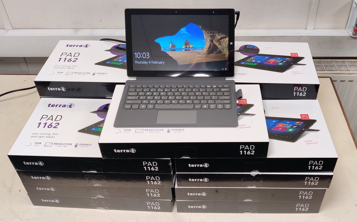 Latest batch of @TerraComputerUK Windows tablets setup and ready to be delivered to a local school. #IUseTerra