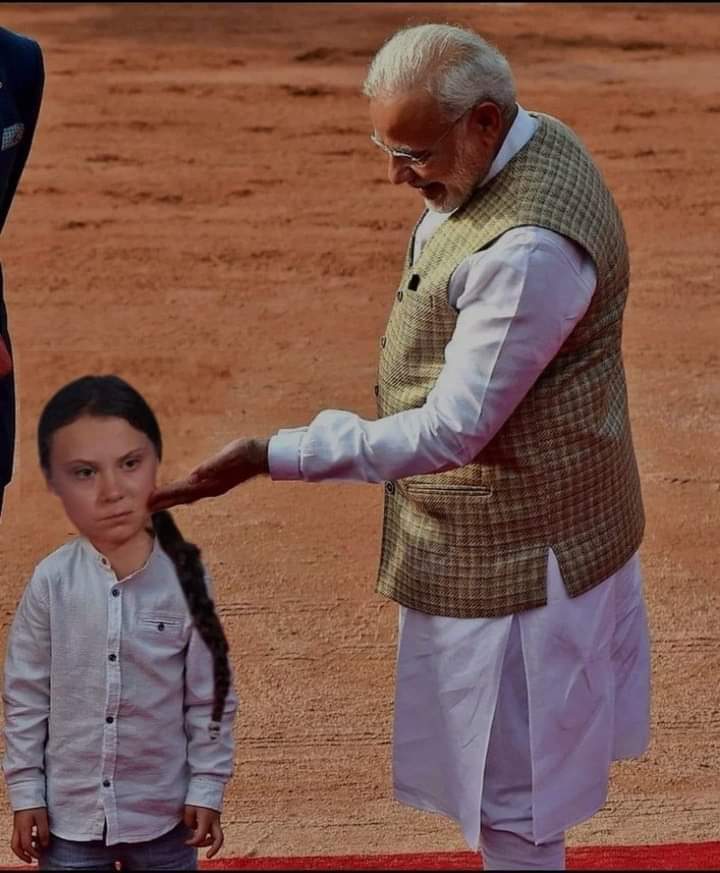 MoloyaJ's tweet photo. #IndiaTogether 
After #GretaThunbergExposed .

Delhi police registered FIR against Greta Thunberg @GretaThunberg

#GretaGoToSchool u stupid child. https://t.co/tYoUstIMnN