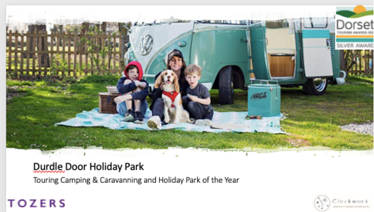Silver winners in the Touring Camping, Caravanning &amp; Holiday Park category are <a href="/DurdleDoorHP/">Durdle Door Holiday Park</a> #DorsetTA  <a href="/TozersLaw/">Tozers</a>