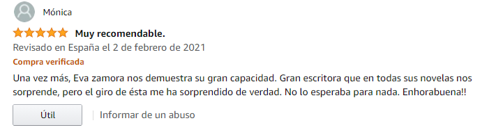 ASantosEd's tweet image. ¡Buenos días a tod@s!
Hoy os traigo el primer comentario que ha recibido "Víctima de traición", la nueva novela de @eva_zamora_ . 
Si queréis descubrir que esconden sus misteriosas páginas, no lo dudes y echa un vistazo al link 😛 

amazon.es/dp/B08VDYXZC9

#quéleer #thriller